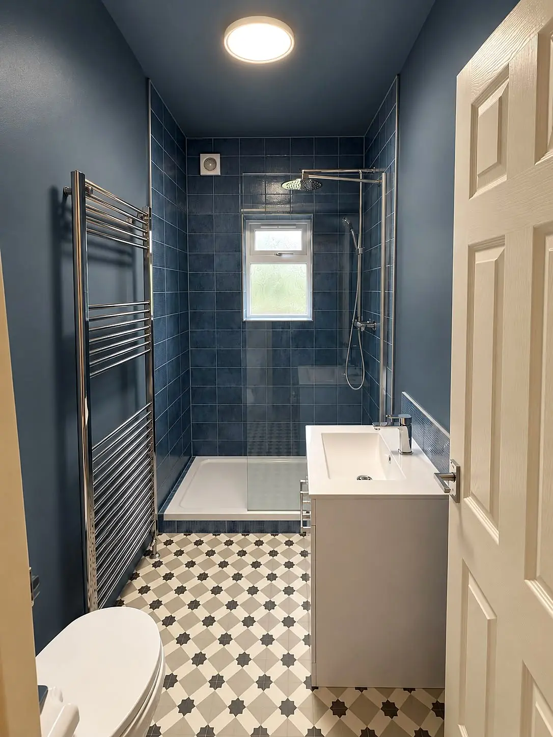 Completed shower room installation in Chesterfield, Derbyshire by Harrison's Plumbing & Bathrooms
