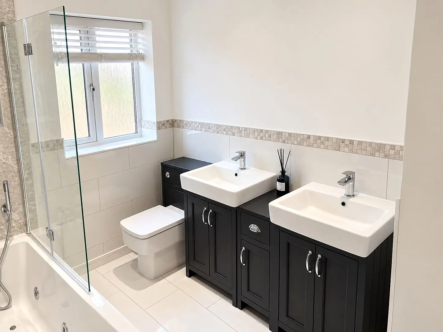 Completed bathroom installation in Chesterfield, Derbyshire by Harrison's Plumbing & Bathrooms
