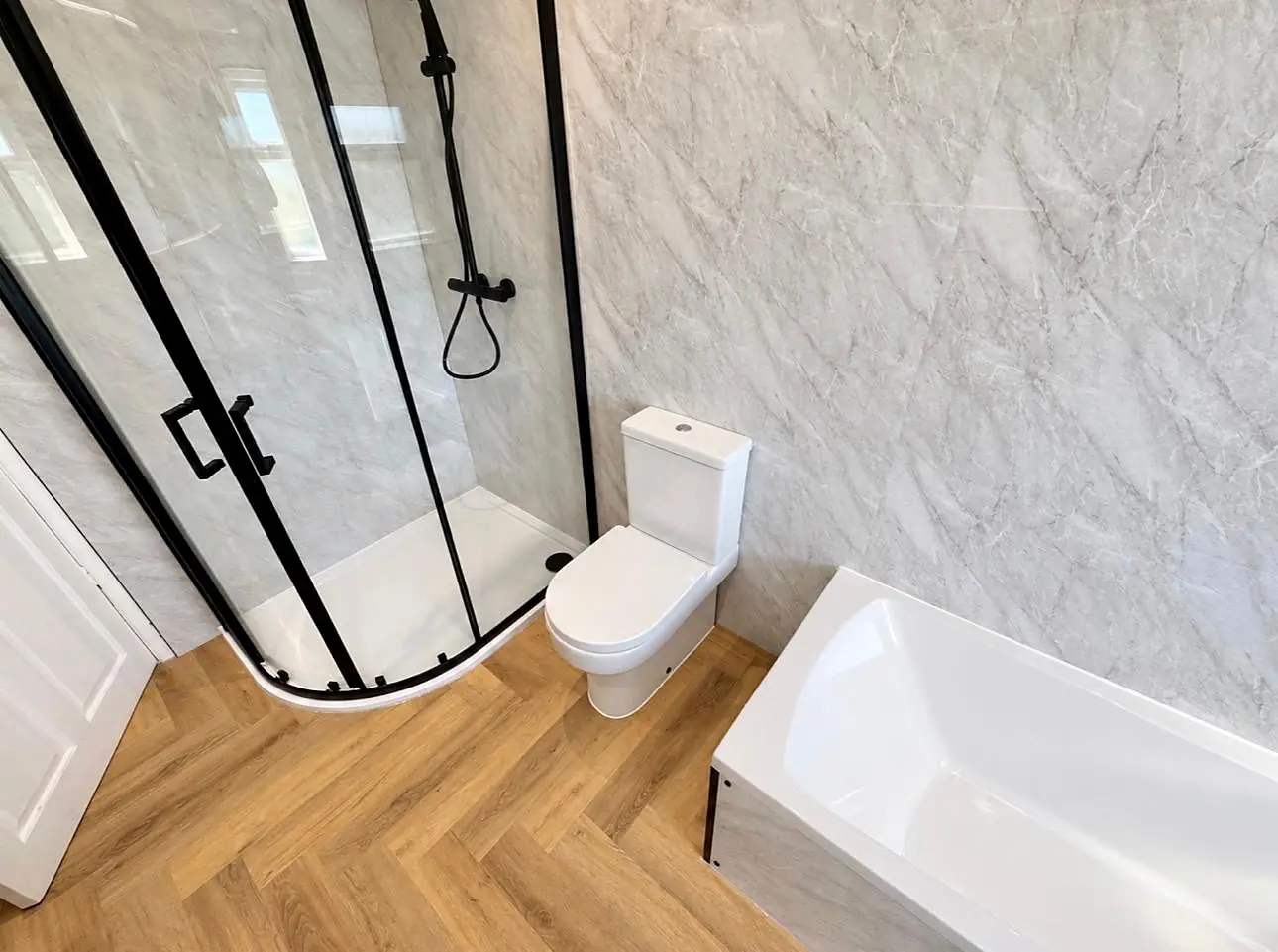 Completed bathroom installation in Chesterfield, Derbyshire by Harrison's Plumbing & Bathrooms