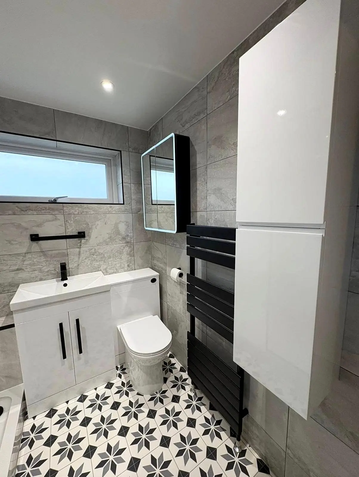 Completed shower room installation in Chesterfield, Derbyshire by Harrison's Plumbing & Bathrooms