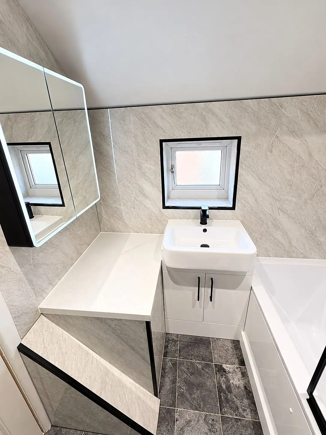 Completed bathroom installation in Chesterfield, Derbyshire by Harrison's Plumbing & Bathrooms