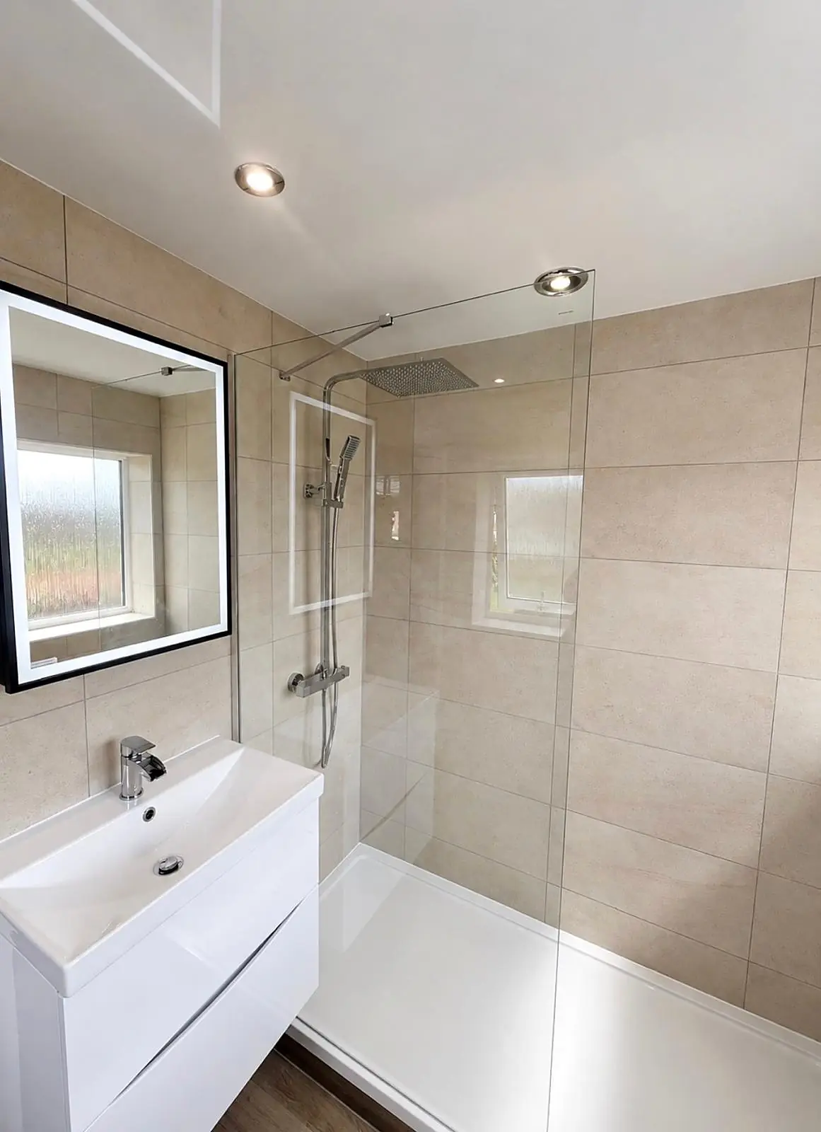 Completed shower room installation in Chesterfield, Derbyshire by Harrison's Plumbing & Bathrooms