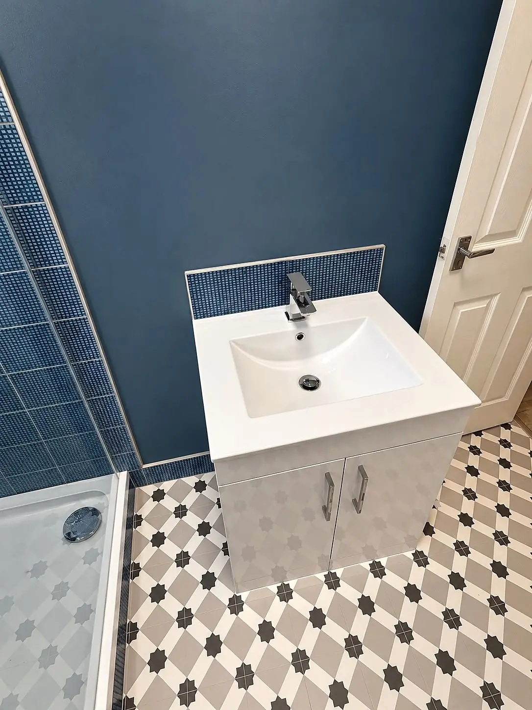 Completed shower room installation in Chesterfield, Derbyshire by Harrison's Plumbing & Bathrooms