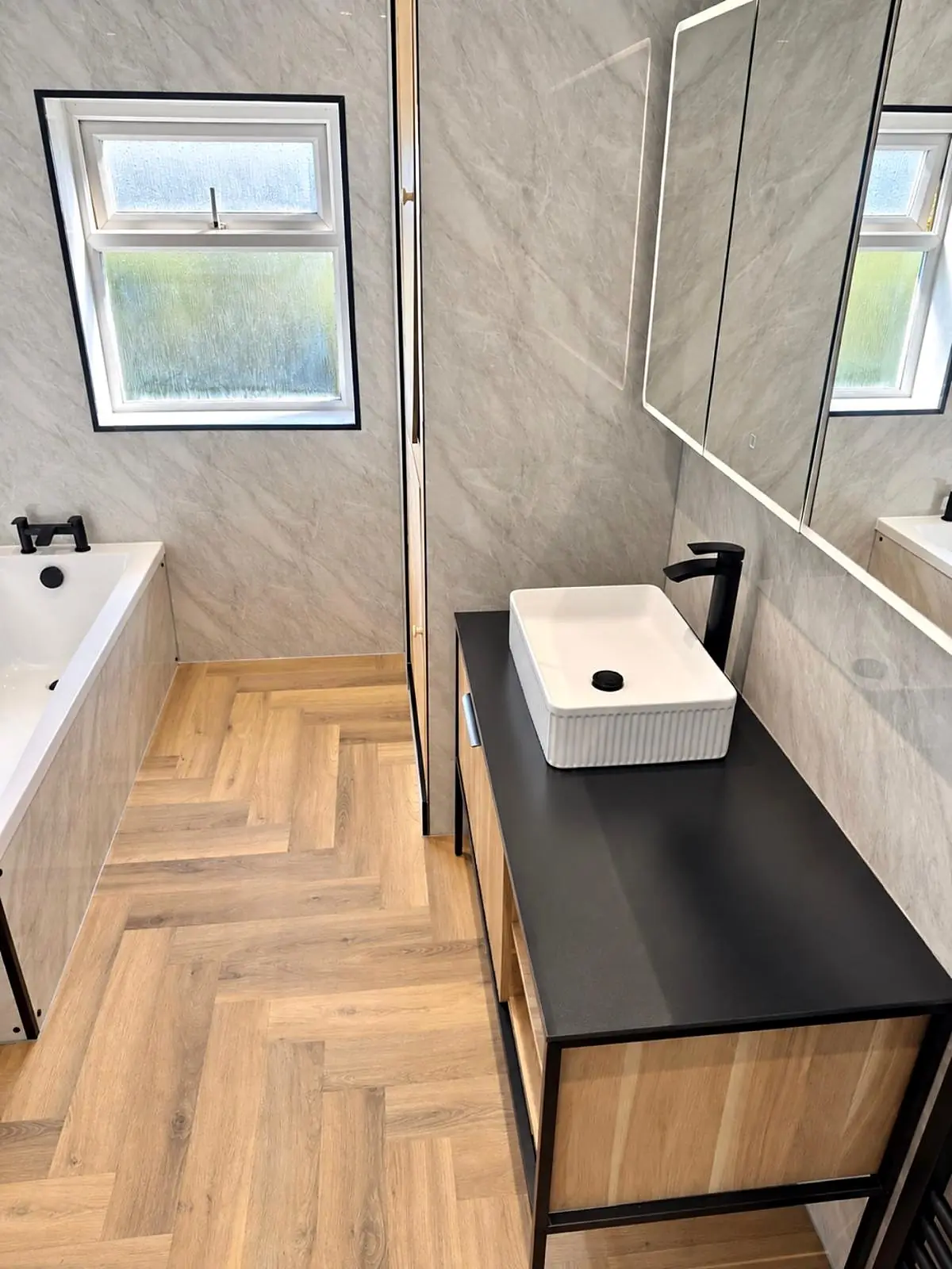Completed bathroom installation in Chesterfield, Derbyshire by Harrison's Plumbing & Bathrooms