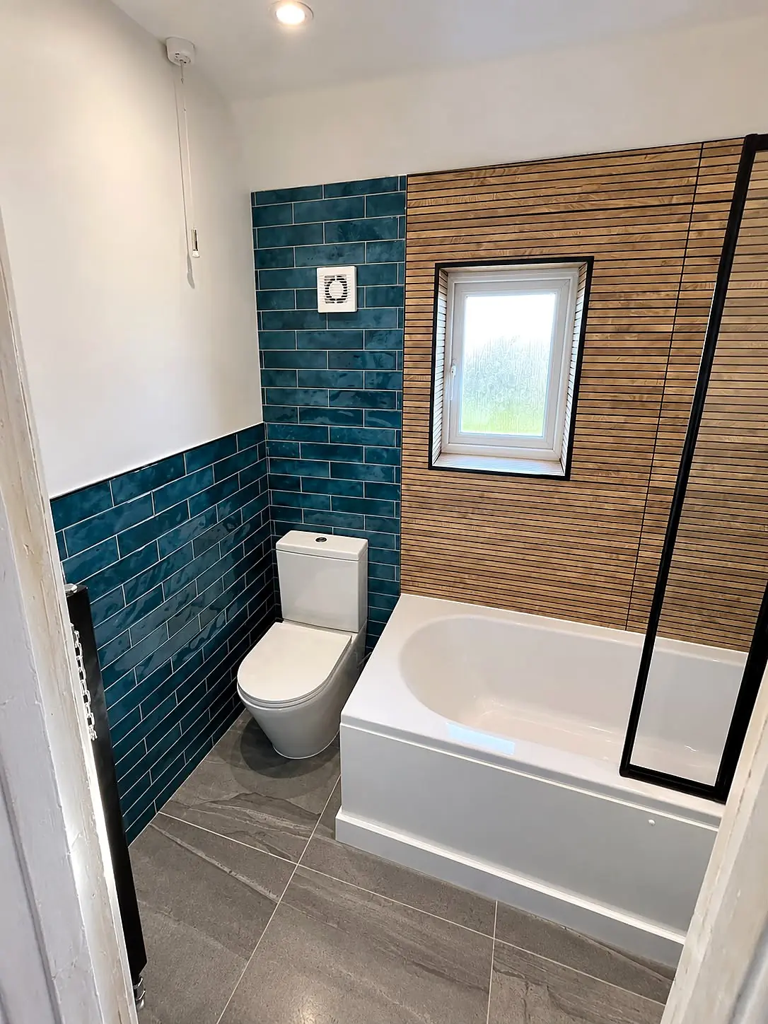 Completed bathroom installation in Chesterfield, Derbyshire by Harrison's Plumbing & Bathrooms
