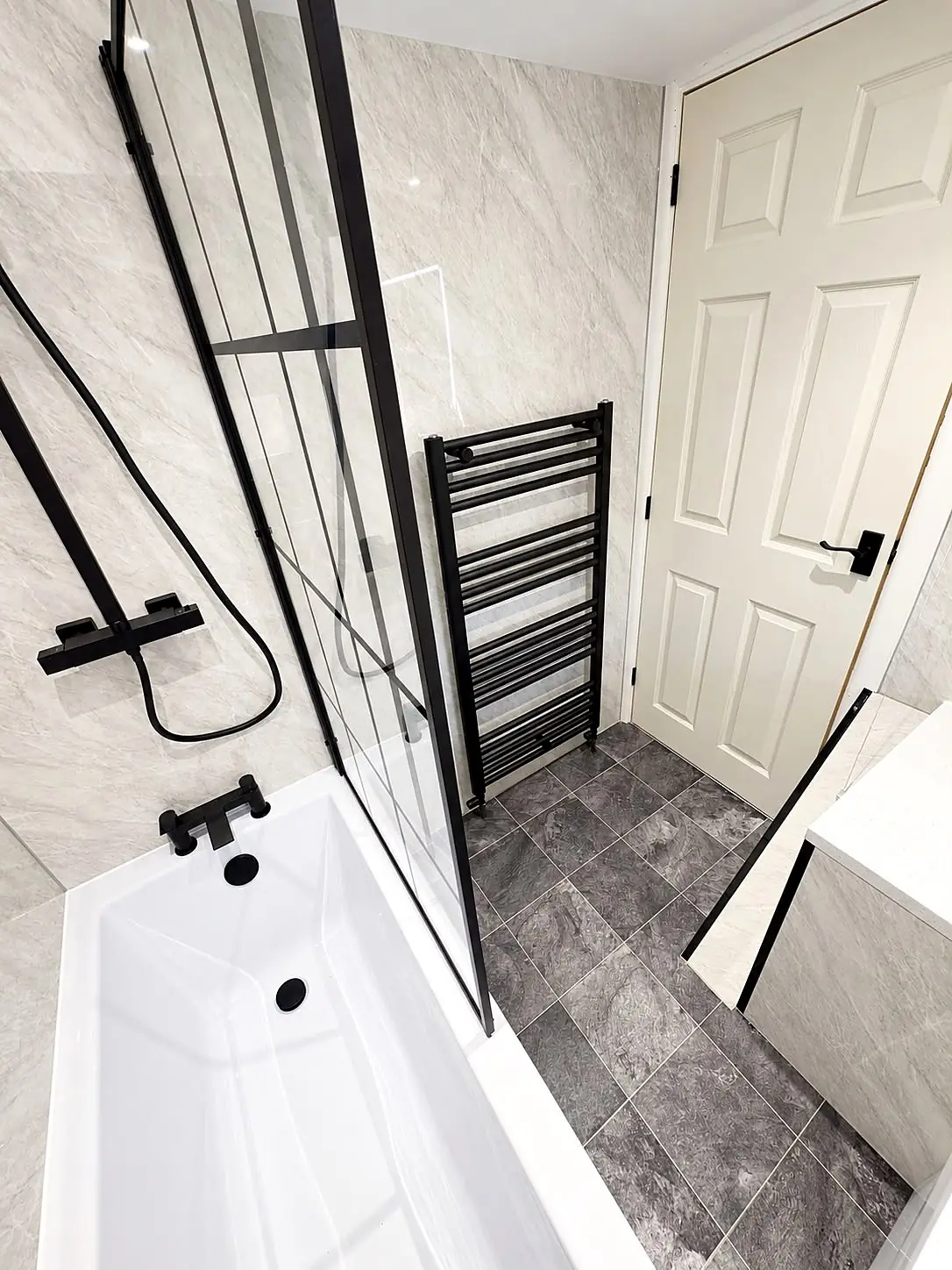 Completed bathroom installation in Chesterfield, Derbyshire by Harrison's Plumbing & Bathrooms