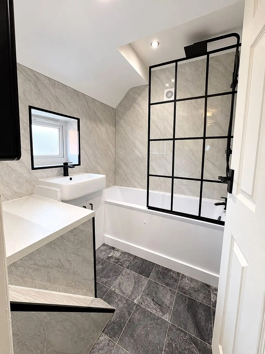 Completed bathroom installation in Chesterfield, Derbyshire by Harrison's Plumbing & Bathrooms