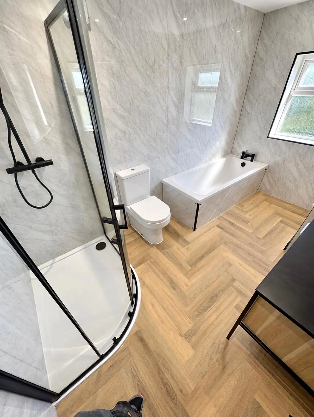 Completed bathroom installation in Chesterfield, Derbyshire by Harrison's Plumbing & Bathrooms