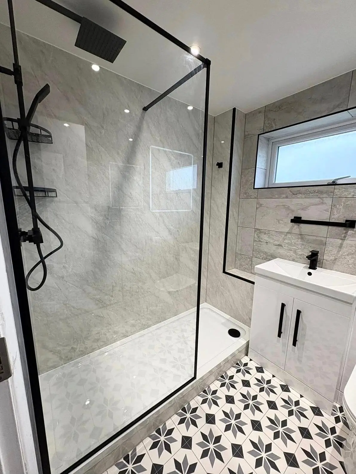Completed shower room installation in Chesterfield, Derbyshire by Harrison's Plumbing & Bathrooms