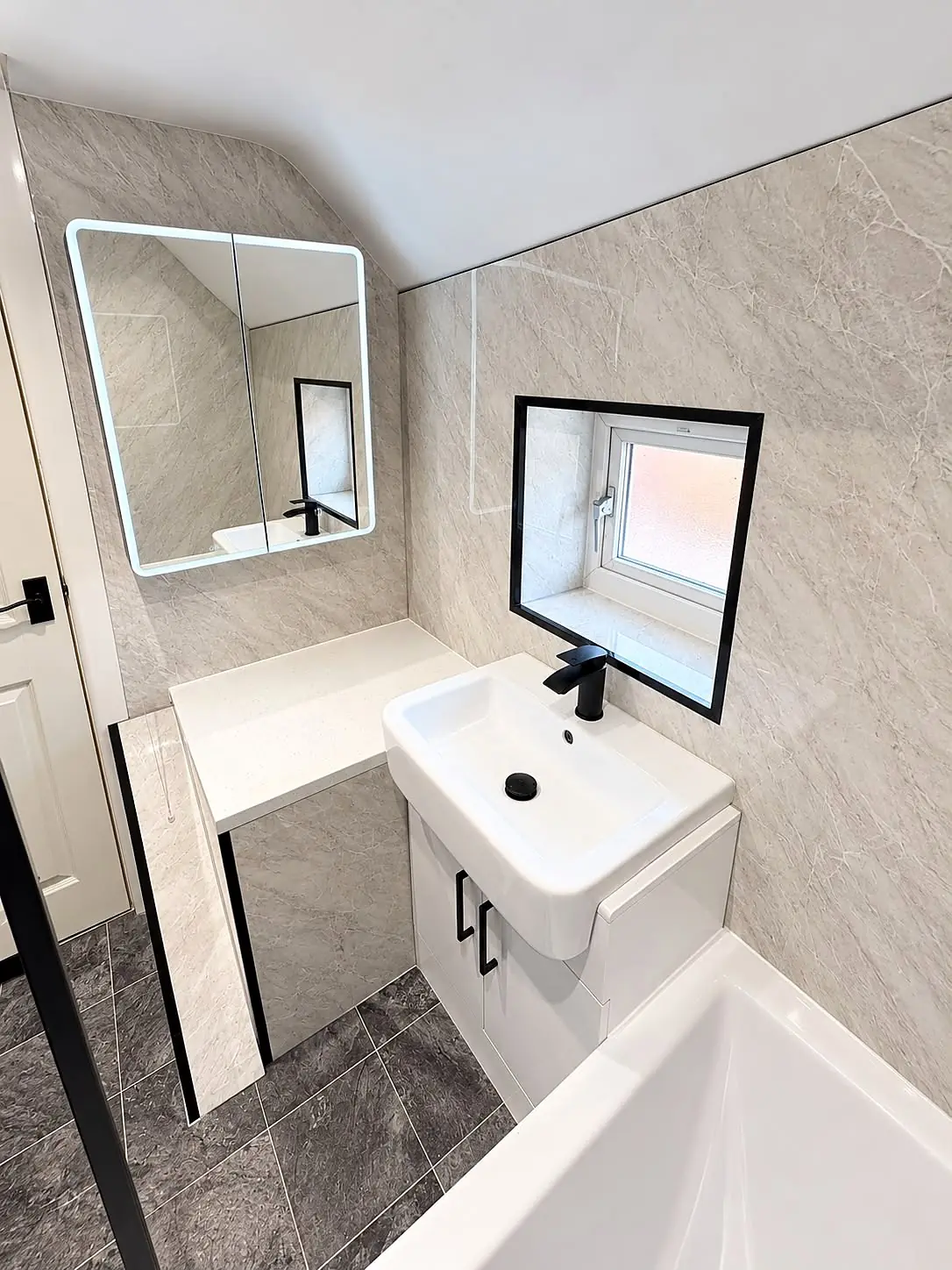 Completed bathroom installation in Chesterfield, Derbyshire by Harrison's Plumbing & Bathrooms