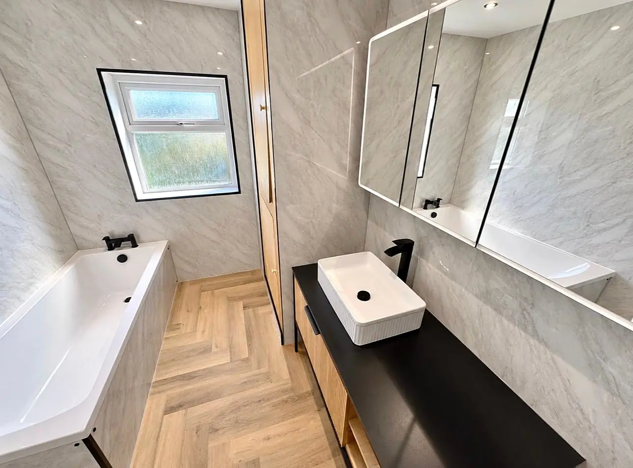 Completed bathroom installation in Chesterfield, Derbyshire by Harrison's Plumbing & Bathrooms