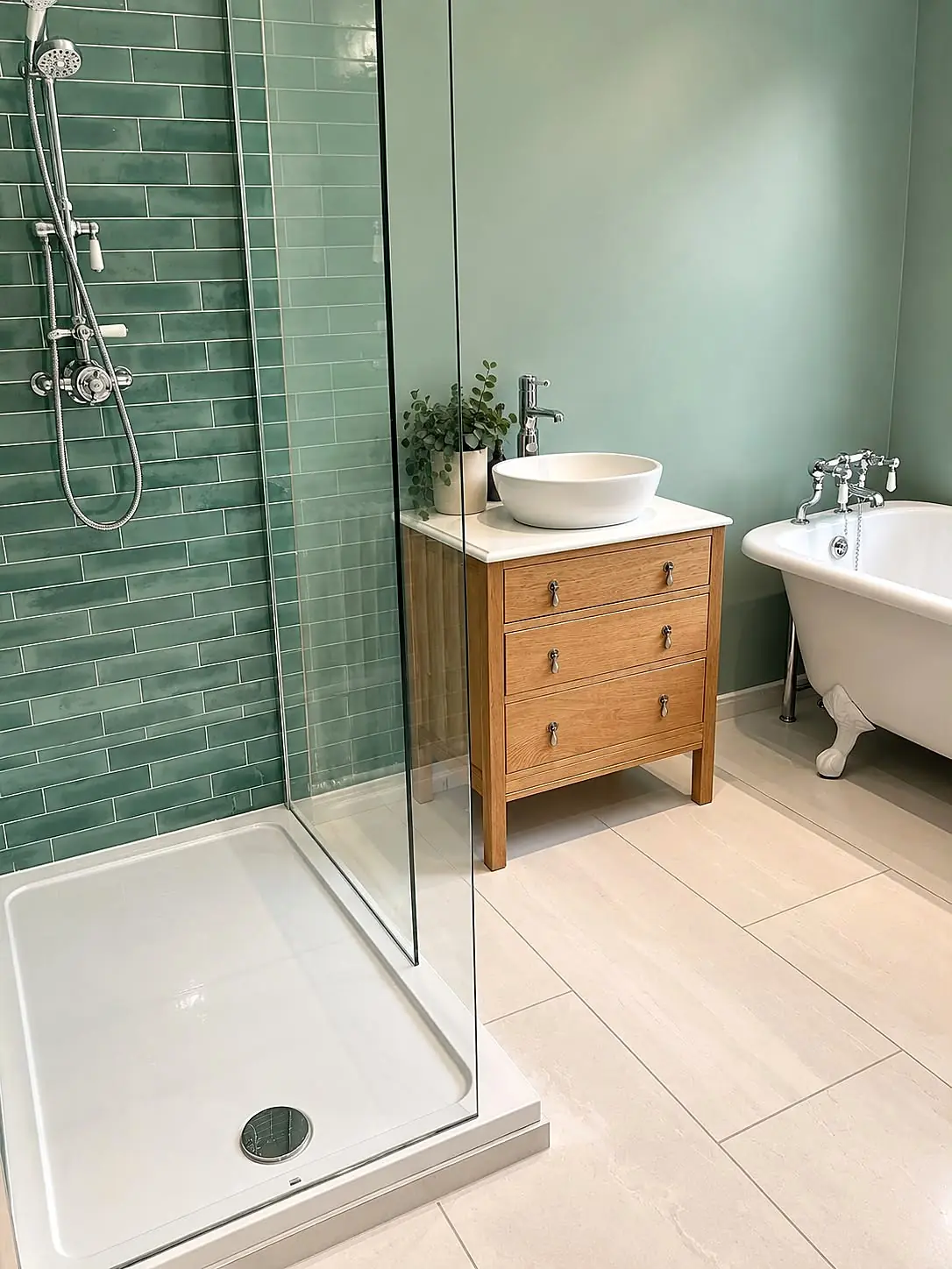 Completed bathroom installation in Chesterfield, Derbyshire by Harrison's Plumbing & Bathrooms