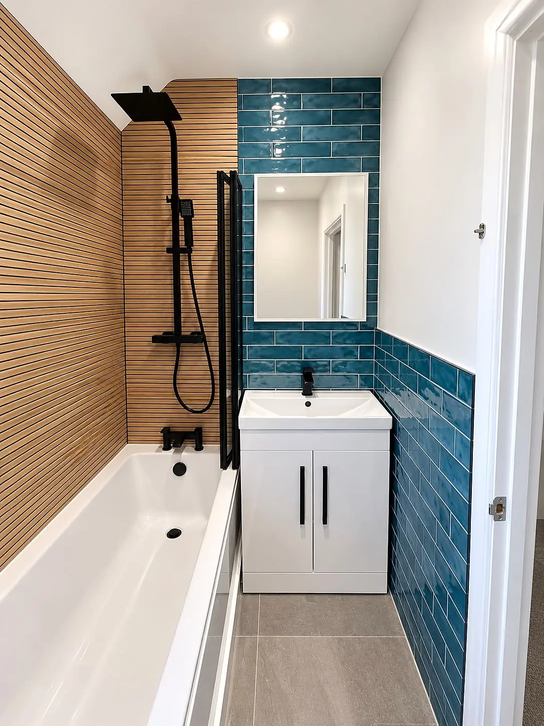 Completed bathroom installation in Chesterfield, Derbyshire by Harrison's Plumbing & Bathrooms