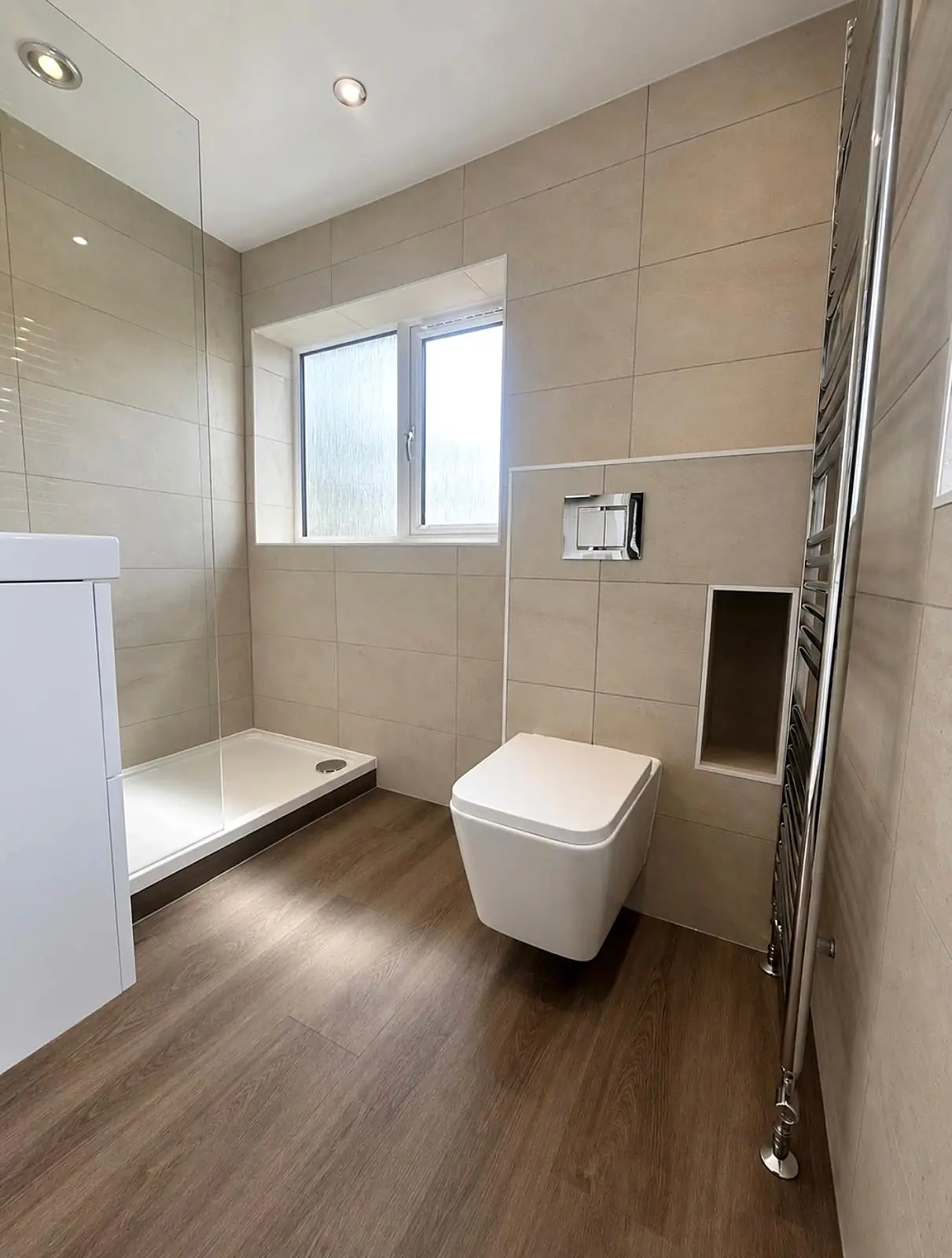 Completed shower room installation in Chesterfield, Derbyshire by Harrison's Plumbing & Bathrooms