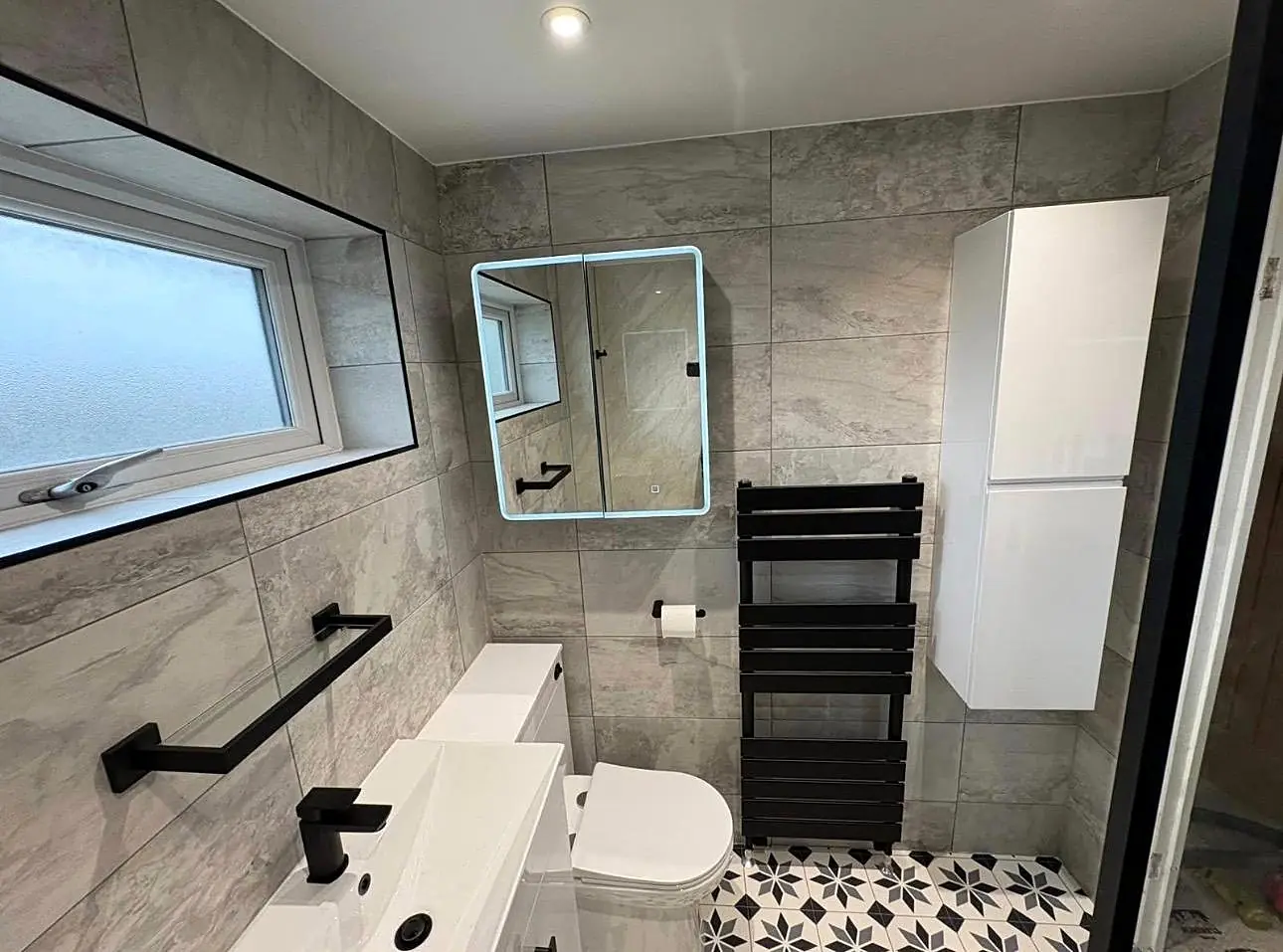 Completed shower room installation in Chesterfield, Derbyshire by Harrison's Plumbing & Bathrooms